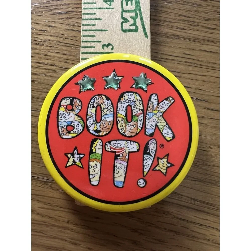 Book‎ It! Pinback Button Pin Pizza Hut 1992 Vintage 3